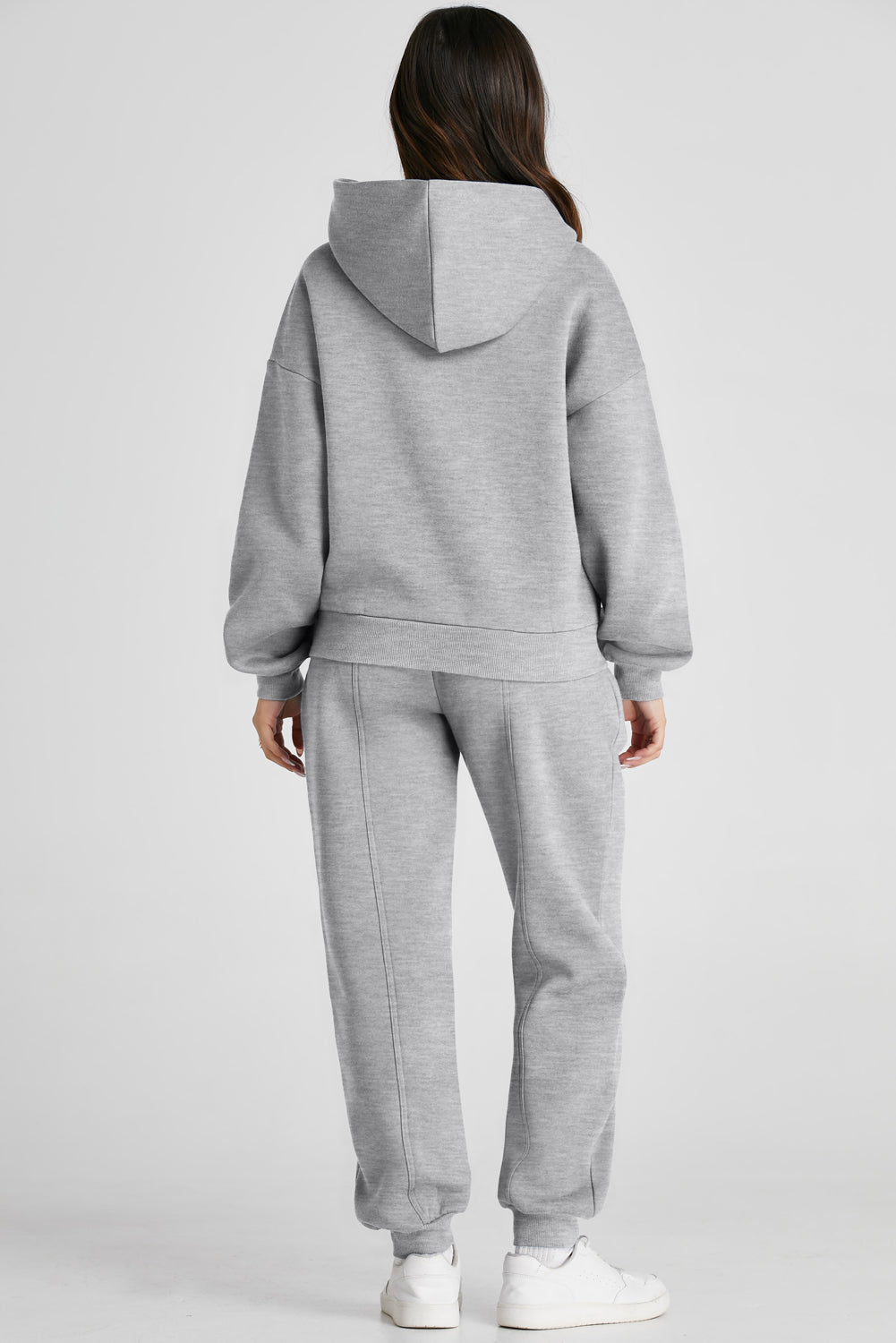 Shoulder Dropped Long Sleeve Hoodie and Pants Active Set